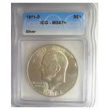 1971-S Silver Ike ICG MS67+ LISTS $3150