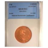 1786 Copper NNC MS69 RD Gallery Mint