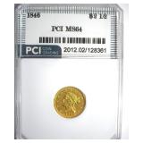 1846 Gold $2.50 MS64 LISTS $45000 IN 63