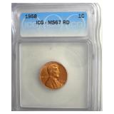 1958 Cent ICG MS67 RD LISTS $450