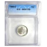 1960-D Dime ICG MS67 FB LISTS $400