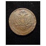 1782 KM 5 Kopek VF+ Huge Copper