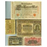 11 Vintage Bank Notes Germany Hungary Canada