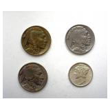 1937 x3 1945-S 5C 10C 4 PC LOT