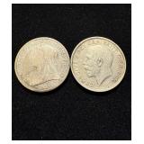 Old Silver Shillings Group of 2