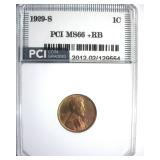 1929-S Cent MS66+ RB LISTS $550 IN 66