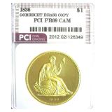 1836 Dollar PCI PR69 CAM Gobrecht Brass Copy