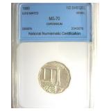 1985 1/2 Sheqel NNC MS70 Israel