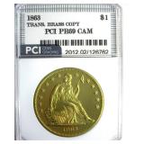 1863 Dollar PCI PR69CAM Transitional Brass Copy