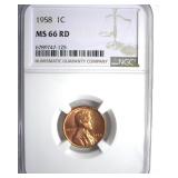 1958 Cent NGC MS66 RD