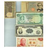 10 Vintage Bank Notes Italy Bahamas Philippines