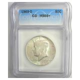 1969-D Kennedy ICG MS66+ LISTS $450