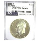 1976-S Silver T1 Ike PR70 DCAM LISTS $950