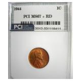 1944 Cent MS67+ RD LISTS $725