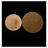1866, 1868 2 Cent & 3 Cent Nice Circ