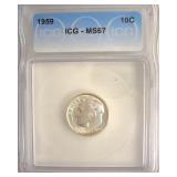 1959 Dime ICG MS67 LISTS $135
