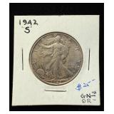 1942-S Walking Liberty AU+