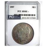1887 Morgan PCI MS65+ Iridescent Toning