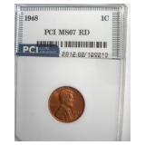 1948 Cent MS67 RD LISTS $2100