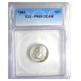 1963 Dime ICG PR69 DCAM LISTS $150