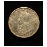 1925 British India 1/4 Rupee Silver Coin UNC