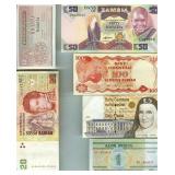 13 Vintage Bank Notes Indonesia Zambia Ireland
