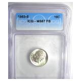 1953-S Dime ICG MS67 FB LISTS $325