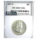 1957-D Franklin MS67 FBL LISTS $2500