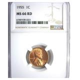 1955 Cent NGC MS66 RD