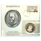 1982 .999 Fine Silver Medal Dominica Roosevelt