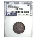 1711 Shilling PCI MS62 Great Britain