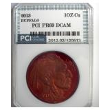 2013 1 Avdp Oz .999 Fine Copper PCI PR69DC Buffalo