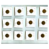 1910-1936 1C 12 Pc Lincoln Cent Lot