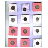 1865-1957 1C-25C Some Silver Some Proof 12 Pc Lot