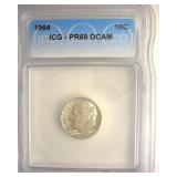 1964 Dime ICG PR69 DCAM LISTS $125
