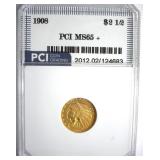 1908 Gold $2.50 MS65+ LISTS $7500
