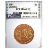 1997 Dollar PCI MS68 PL Liberia