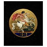 1913 Half Sovereign .900 Gold Horse & Green Dragon