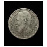 1887 Belgium 1 Franc Silver Scarce XF