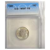 1960 Dime ICG MS67 FB LISTS $425