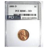 1935-D Cent MS66+ RD LISTS $160
