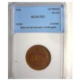 1935 1/2 Penny NNC MS66 RD Ireland