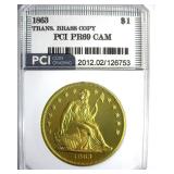 1863 Dollar PCI PR69CAM Transitional Brass Copy