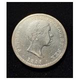 1855 Portugal 500 Reis AU+ RARE Silver