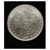 1891-S Morgan AU/UNC