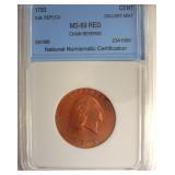 1793 Cent NNC MS69 RD Gallery Mint