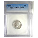 1962 Dime ICG PR69 DCAM LISTS $350