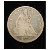 1871 Seated 50c VG Orig