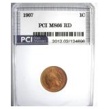 1907 Cent MS66 RD LISTS $2500