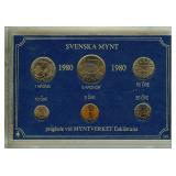 1980 5 Ore - 5 Kronor UNC Swedish Coin Set